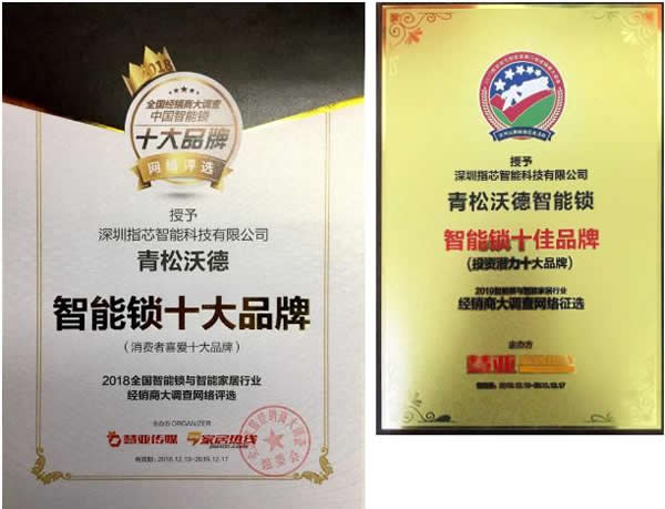 又獲獎了！青松沃德智能鎖斬獲2020年智能門鎖“孔明獎”兩大獎項！