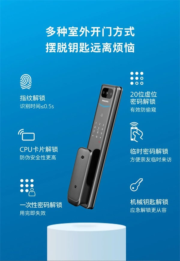 飛利浦智能鎖丨帶屏貓眼可視智能鎖Alpha-V(P)魅力登場(chǎng)