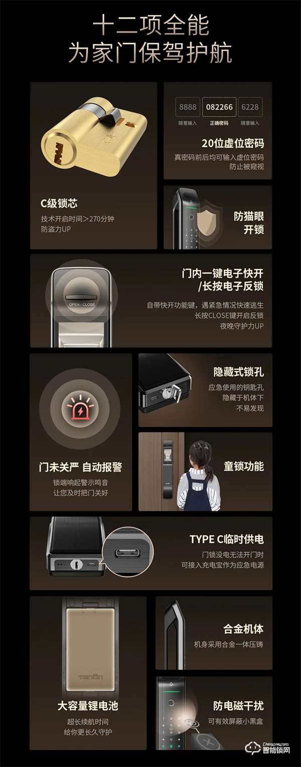 明星亞太天能智能門鎖爆款丨全功能匯聚一身的高配全自動(dòng)智能鎖A6s