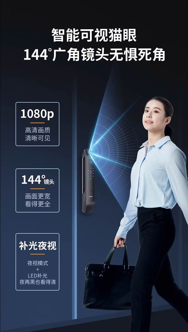 明星同款力薦丨亞太天能智屏貓眼全自動(dòng)智能鎖A6p