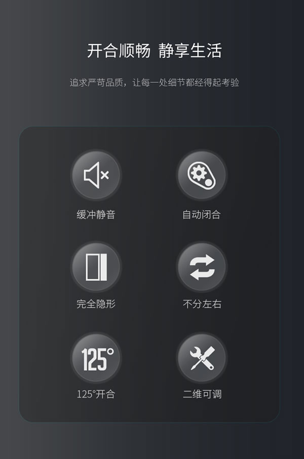 完全隱形，自動閉合丨匯泰龍二維可調(diào)液壓緩沖暗鉸鏈