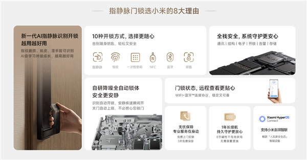 1299元 小米智能門鎖2指靜脈版發(fā)布：濕手可用 自研鎖體