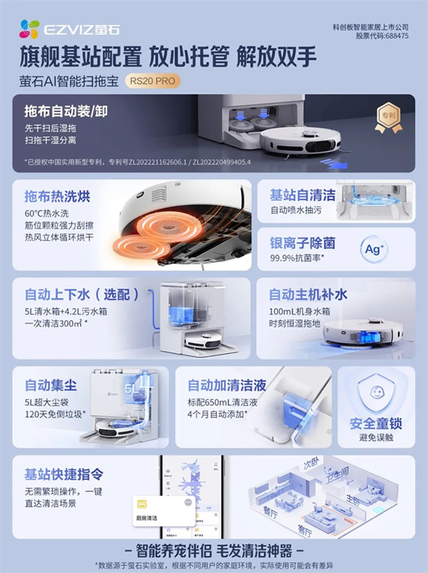 旗艦新品重磅登場(chǎng)丨螢石AI智能掃拖寶RS20 Pro，來(lái)了！
